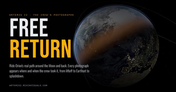 Free Return: the Artemis II crew's photographs on Orion's path around the Moon, with Earth in the background